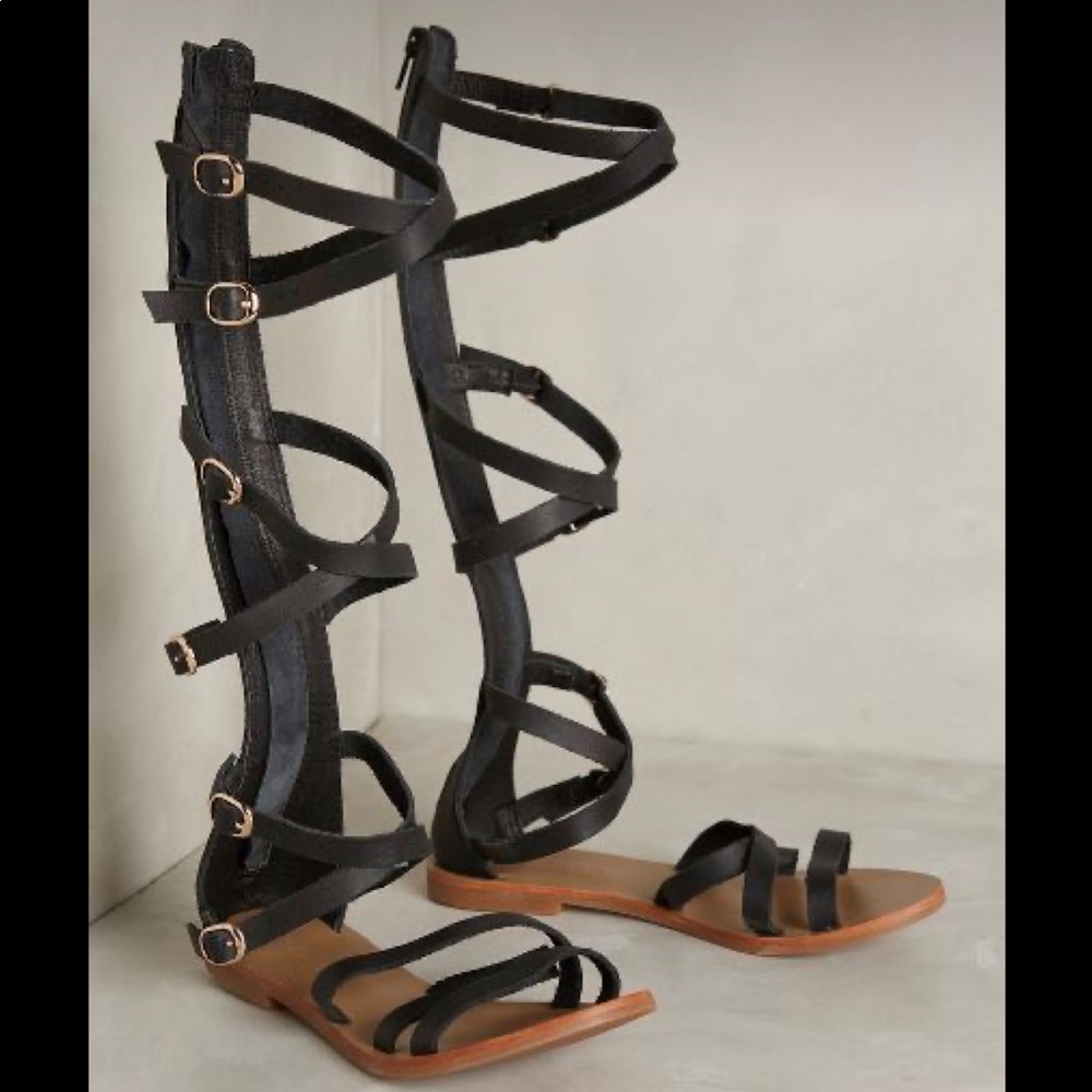 All Black Jill Gladiator Sandals Brown Size 10